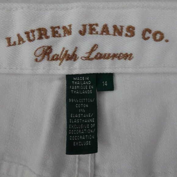 Ralph Lauren Ankle Zipper Jeans Women's Size 14 White Stretch Denim NEW - Picture 9 of 11